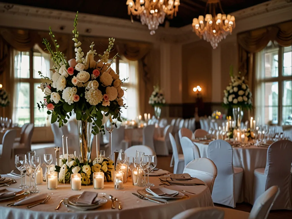 Wedding decoration with floral arrangements